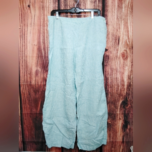 Flax Women's Light Blue Linen Pants - Picture 1 of 4